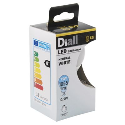 Ampoule LED Diall GLS E27 10,5W=75W blanc neutre