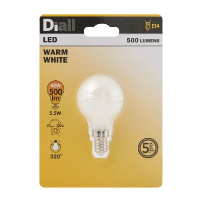 Ampoule LED Diall mini globe E14 5,5W=42W blanc chaud