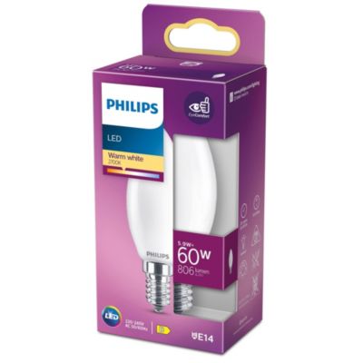 Ampoule LED E14 60W 806lm blanc chaud Philips