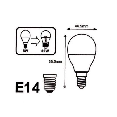 Ampoule LED E14 6W 220V G45 Dimmable - Blanc Froid 6000K - 8000K - SILUMEN