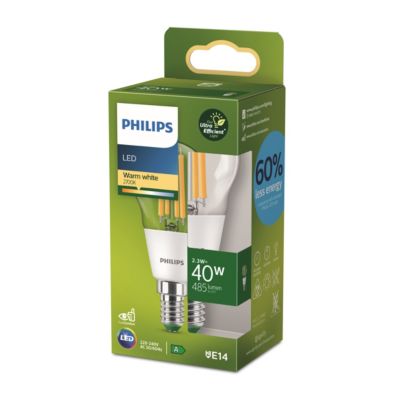 Ampoule LED E14 blanc chaud Philips 485lm 2,3W=40W Eco Castorama