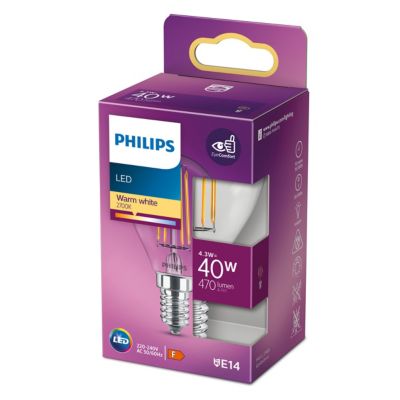Ampoule LED E14 (SES) 470lm 4.3W = 40W IP20 blanc chaud Philips Castorama