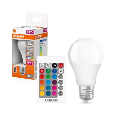 Ampoule LED E27 806lm RGB dimmable + télécommande 9,4W Osram