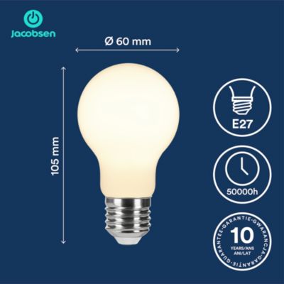Ampoule LED E27 dépoli filament 1055 lm blanc neutre 5W grade A Jacobse
