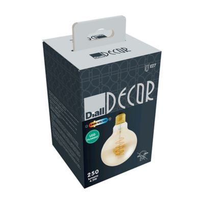 Ampoule LED E27 globe filament ambré 250 lm blanc chaud 5W Diall