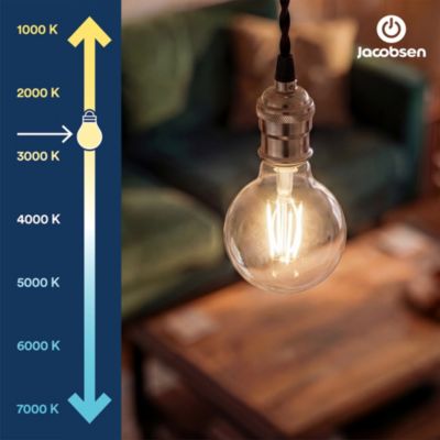 Ampoule LED E27 globe filament transparent 806 lm blanc chaud 3,8W grade A Jacobsen