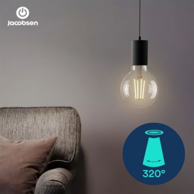 Ampoule LED E27 globe filament transparent 806 lm blanc chaud 3,8W grade A Jacobsen