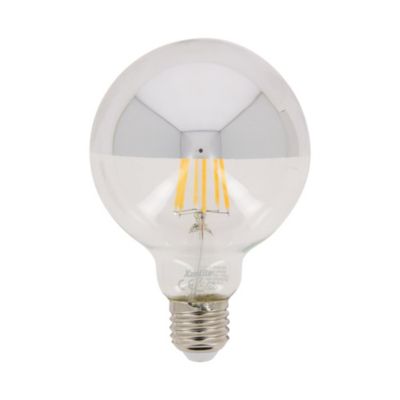 Ampoule LED E27 globe miroir argent filament 850 lm blanc chaud 8 W Xanlite