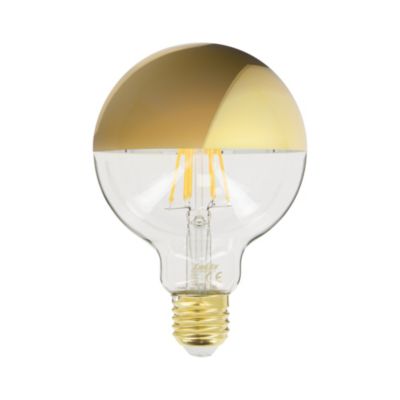 Ampoule LED E27 globe miroir doré filament 850 lm blanc chaud 8 W Xanlite