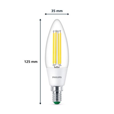 Ampoule LED flamme E14 485lm=40W blanc froid Philips ⌀3,5 cm transparent