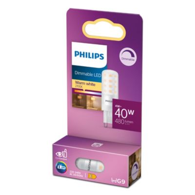 Ampoule LED G9 capsule 470 lm blanc chaud dimmable 4W Philips