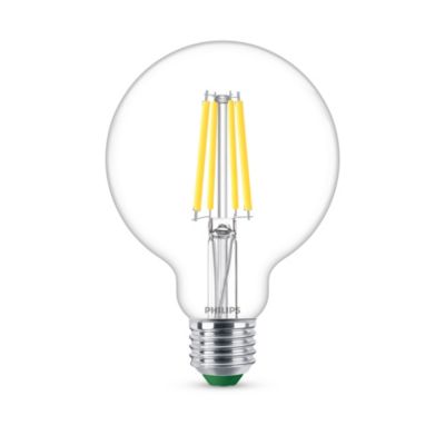 Ampoule LED globe E27 840lm=60W blanc chaud Philips ⌀9,5 cm transparent