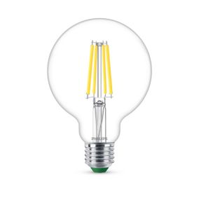 Ampoule LED globe E27 840lm=60W blanc chaud Philips ⌀9,5 cm transparent