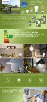 Ampoule LED globe E27 840lm=60W blanc chaud Philips ⌀9,5 cm transparent