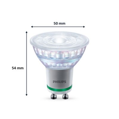 Ampoule LED Philips GU10 2.1W - Équivalent 50W - 375 Lumens - Blanc Chaud 2700K - Classe énergie A