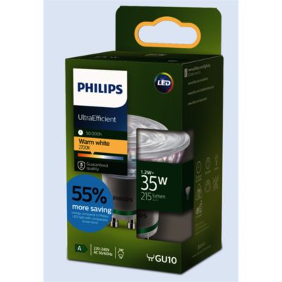 Ampoule LED GU10 spot 215 lm blanc chaud 2W grade A Philips