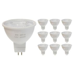 Ampoule LED GU5.3 / MR16 12V 8W SMD 80degrés (Pack de 10) - Blanc Chaud 2300K - 3500K - SILAMP