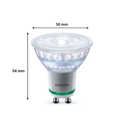 Ampoule LED spot GU10 375lm=50W blanc neutre Philips ⌀5 cm transparent