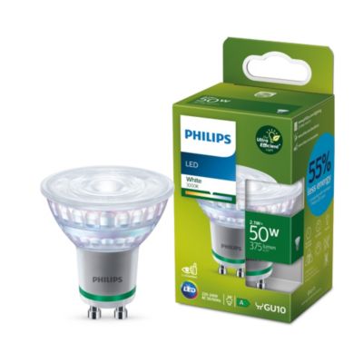 Ampoule LED spot GU10 375lm=50W blanc neutre Philips ⌀5 cm transparent