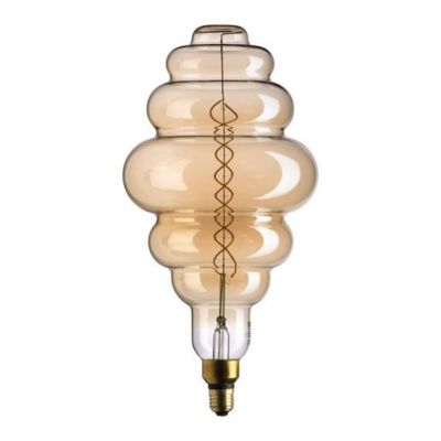 Ampoule LED XL Ondulée Ambrée 8W  2000 K  Dimmable  Verre Doré Sculpté