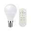 Ampoule mini-globe LED Diall E14 5,4W=40W RVB et blanc chaud + télécommande
