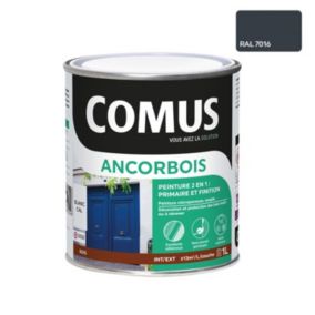 ANCORBOIS gris anthracite RAL 7016 1L - Peinture de protection et de décoration microporeuse 2 en 1  bois