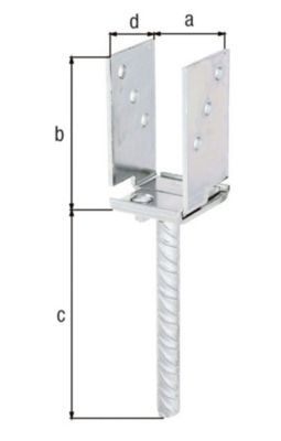 Ancre de poteau réglable en U à sceller 71/131 Alberts