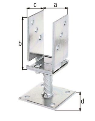 Ancre de poteau réglable en U à visser 71/131 Alberts