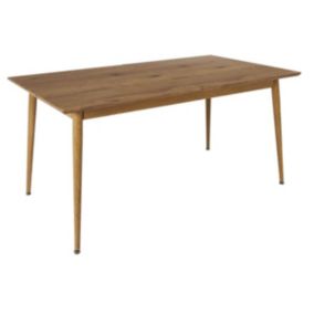 ANDREA - Table Repas Extensible en MDF Aspect Chêne Clair Pieds Métal