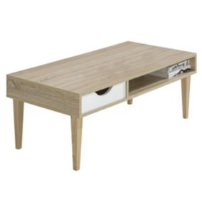 ANEBY - Table Basse 1 Tiroir 1 Niche Effet Bois