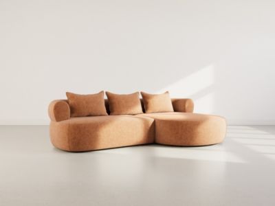 Angela - canapé d'angle droit 4 places en velours texturé - Lisa Design