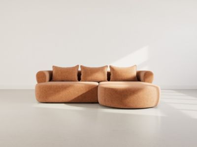 Angela - canapé d'angle droit 4 places en velours texturé - Lisa Design