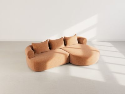 Angela - canapé d'angle droit 4 places en velours texturé - Lisa Design