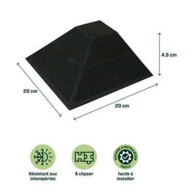 Angle de terrasse composite aspect pierre anthracite Angara Klikstrom 20 x 20 cm