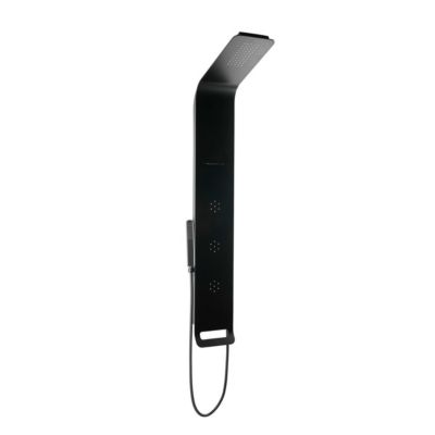 Anima Colonne de douche murale en aluminium avec mitigeur 4 fonctions, cascade et jets massants, noir (ALUSHOWERC)
