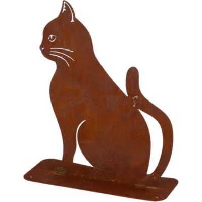 Animal de compagnie décoratif en métal rouillé Chat assis