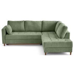 Anna - canapé d'angle droit 5 places convertible en velours texturé - Lisa Design