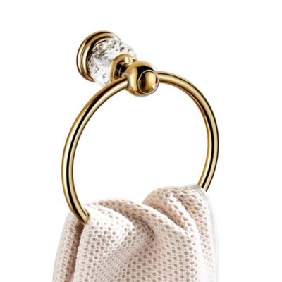 Anneau de serviette en cristal, porte - serviette doré pour salle de bains, porte - serviette rond décoration murale