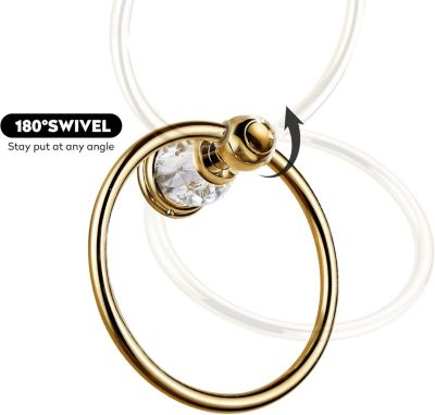 Anneau de serviette en cristal, porte - serviette doré pour salle de bains, porte - serviette rond décoration murale