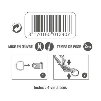 Anneau étrier - 14 mm avec vis à bois. vendu par 4 pièces