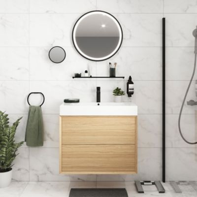 Anneau porte serviettes acier noir à visser Ø19.4 cm, GoodHome Elland