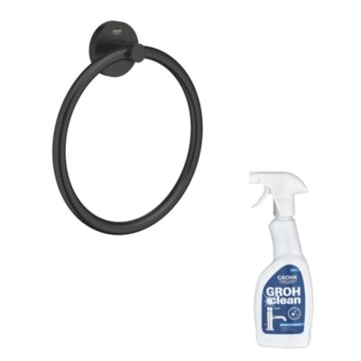 Anneau porte serviettes GROHE Start noir mat + nettoyant GrohClean