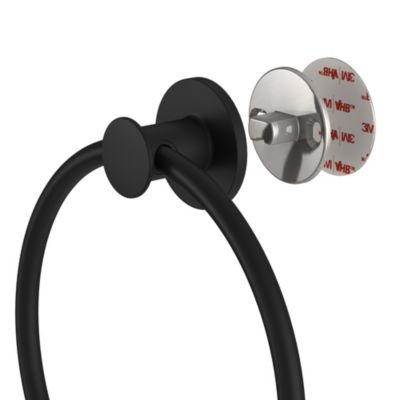 Leekayer Anneau Porte-Serviettes Mural Noir Mat – Acier Inoxydable 15,5 Cm – Design Rond Élégant Pour Salle De Bain & Cuisine