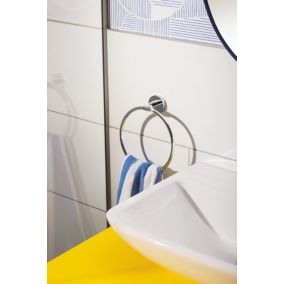 Anneau porte-serviettes mural en métal chromé pour salle de bains, Grohe Quickfix