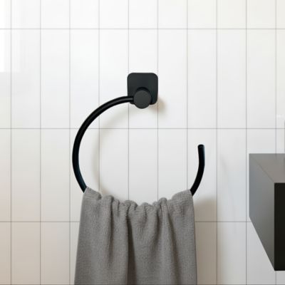 Anneau porte serviettes noir Koros GoodHome