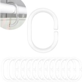 Anneaux de rideau de douche, 12 pièces, transparents, anneaux de rideau de douche en plastique robuste, crochets