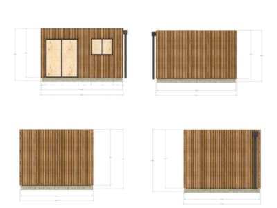 Annexe de jardin bois en bois 4,4 x 3,5 x 2,7 m
