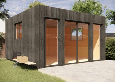 Annexe de jardin bois en bois 4,4 x 4,6 x 2,7 m avec plancher isolé