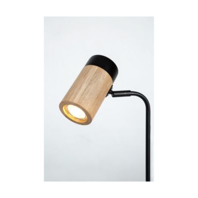 Annick Lampe de Table Incl. 1xLED GU10 5W Chêne huilé/Métal Noir/Câble en Tissu Noir