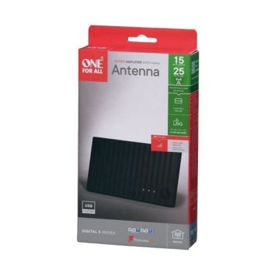 Antenne d'intérieur amplifiée - ONE FOR ALL - Avec portée de réception de 25 km - Signal de réception lumineux